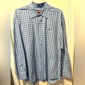 VINEYARD VINES Blue Plaid Checkered Long Sleeve Whale Shirt Button Down XL